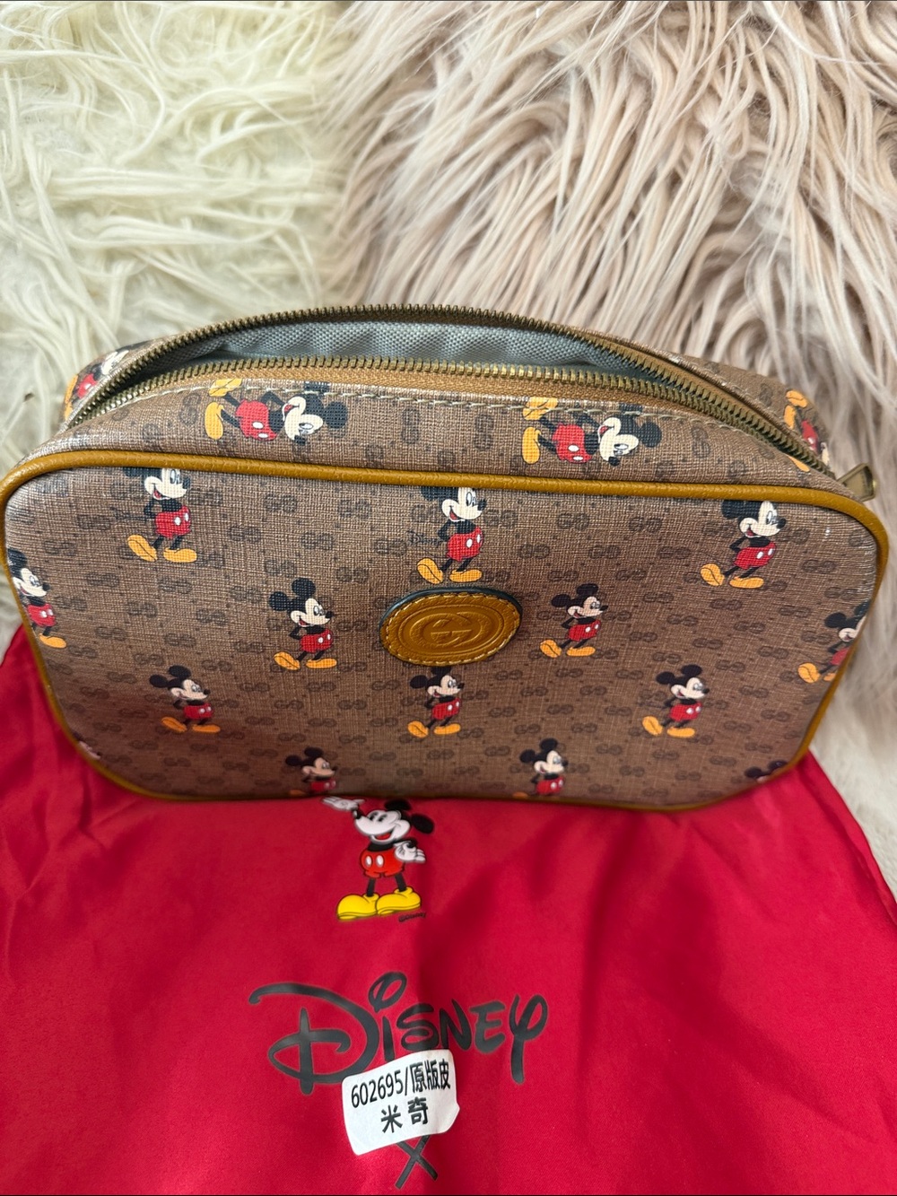 Disney Brown Mickey Canvas Crossbody Pouch - Picture 3 of 17